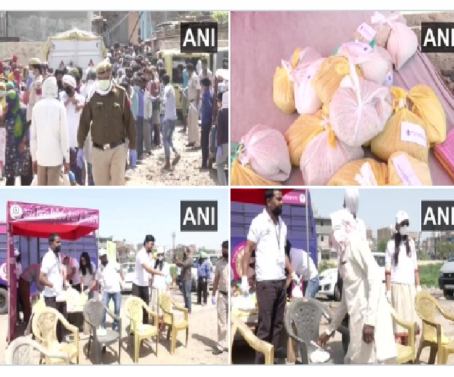 रोहिणी में जरूरतमंदों के बीच राशन वितरित किया