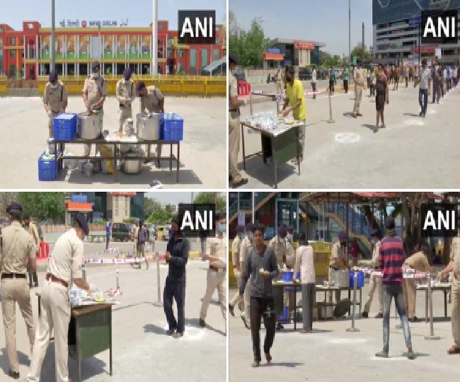 नई दिल्ली रेलवे स्टेशन में जरूरतमंदों के बीच भोजन वितरित किया गया