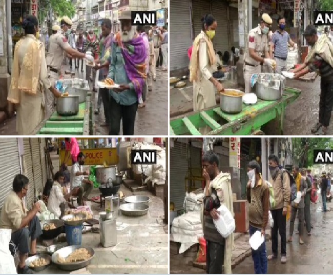 सदर बजार में जरुरतमंद लोगों को पुलिस ने बांटा खाना