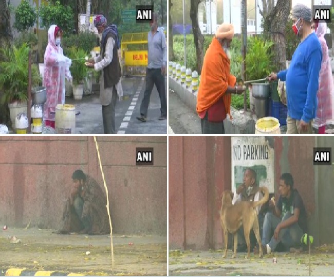 गुरुद्वारा बाला साहिब के पास जरुरतमंद लोगों को बांटा गया खाना