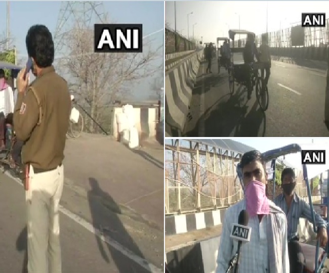 अक्षरधाम फ्लाईओवर पुलिस ने रिक्शा चालक को रोका