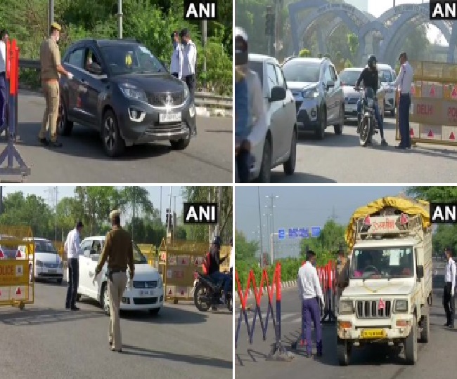 दिल्ली-नोएडा बॉर्डर पर जरुरी सेवाएं देने वाले लोगों को आइडी कार्ड चेक किया गया
