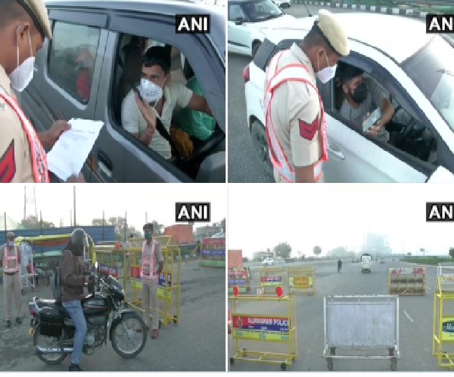 दिल्ली -गुरुग्राम बॉर्डर चेक किए आइडी कार्ड