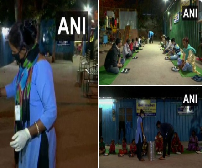 दिल्ली के मुनरिका में रेन बसेरा में रहने वालों लोगों को मिला फ्री खाना
