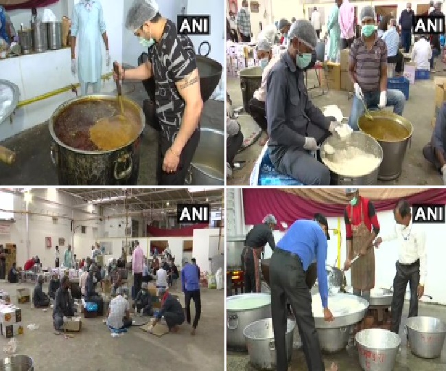 झंडेवालान मंदिर ट्रस्ट और सेवा भारती के स्वयंसेवकों ने जरूरतमंदों को खिलाया खाना