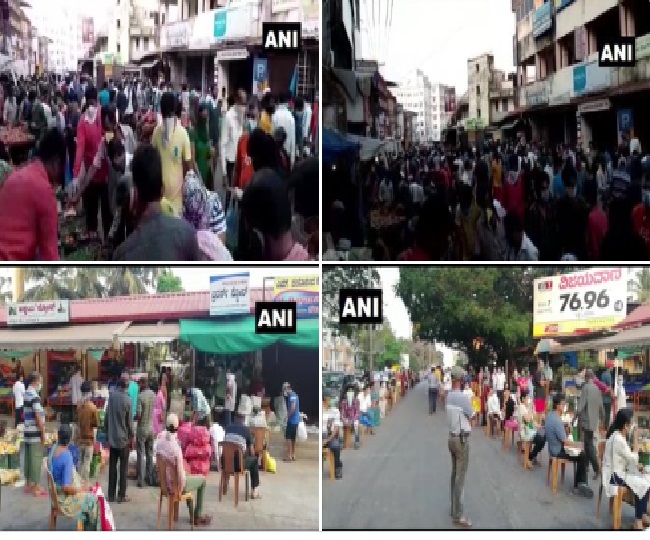 मंगलुरु के कुछ हिस्सों में आवश्यक सामान खरीदने के लिए दौड़ पड़े लोग