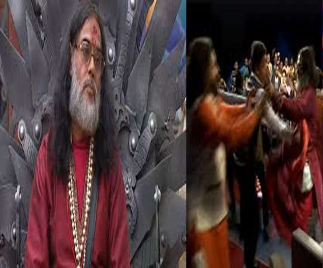 स्वामी ओम की पिटाई, हाथ में लेकर भागे विग