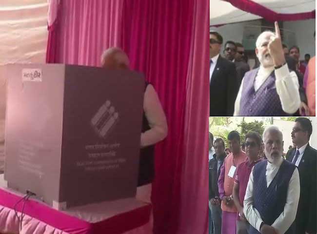 गुजरात चुनाव: पीएम मोदी ने लाइन में लगकर डाला वोट