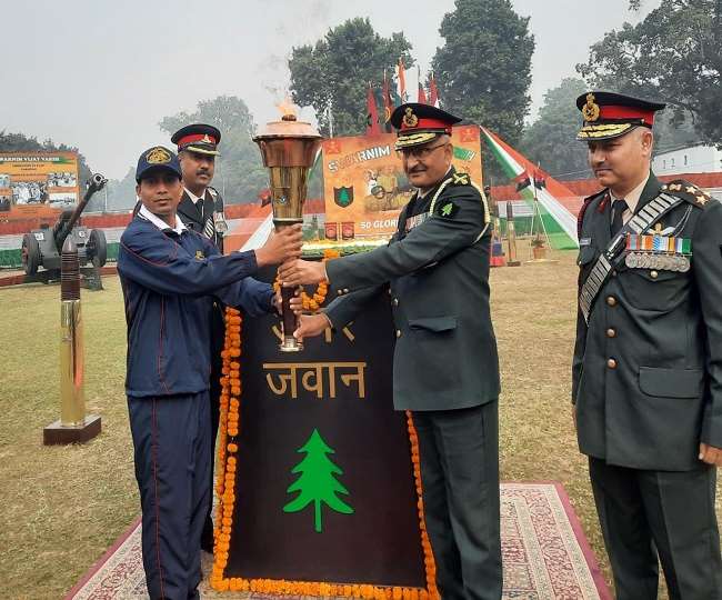 स्वर्णिम विजय वर्ष: मेरठ छावनी में पाइन डिवीजन ने विजय ज्योति का किया स्वागत