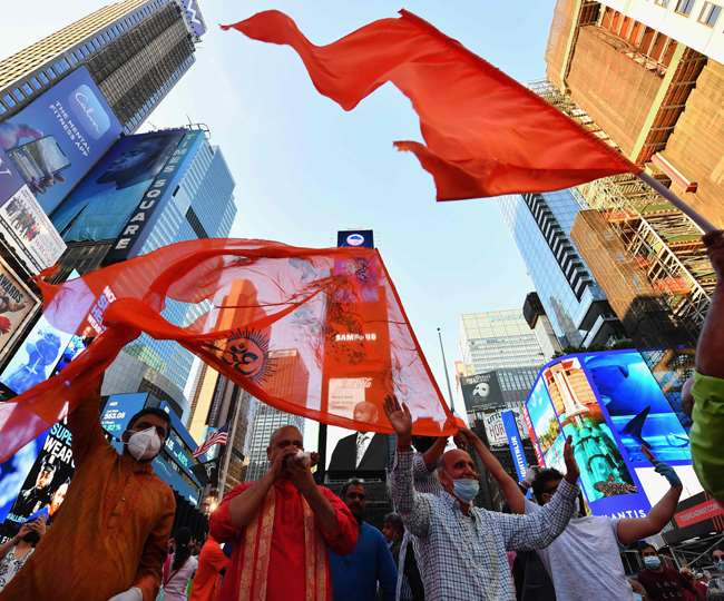 राम मंदिर भूमिपूजन पर विदेशों में 'राम नाम' की गूंज, टाइम्स स्क्वायर पर भव्य आयोजन