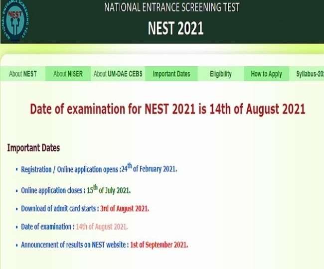 NEST 2021 Revised Schedule: नेशनल एंट्रेंस स्क्रीनिंग टेस्ट के लिए रिवाइज्ड शेड्यूल जारी, nestexam.in पर करें चेक