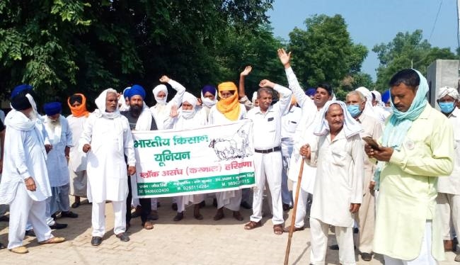 असंध अनाजमंडी में किसानों ने की सरकार के खिलाफ नारेबाजी