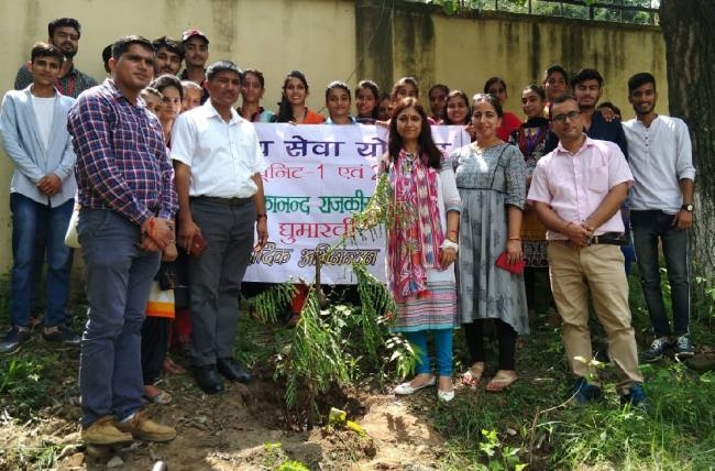 घुमारवीं कॉलेज के परिसर में लगाए पौधे