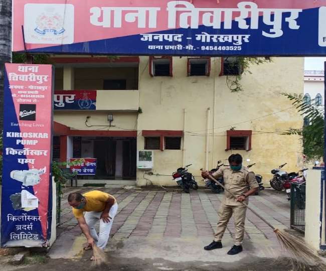 जानिए कैसे पुलिसकर्मियों ने श्रमदान कर चमका दिया थाना, आवास व बैरक Gorakhpur News