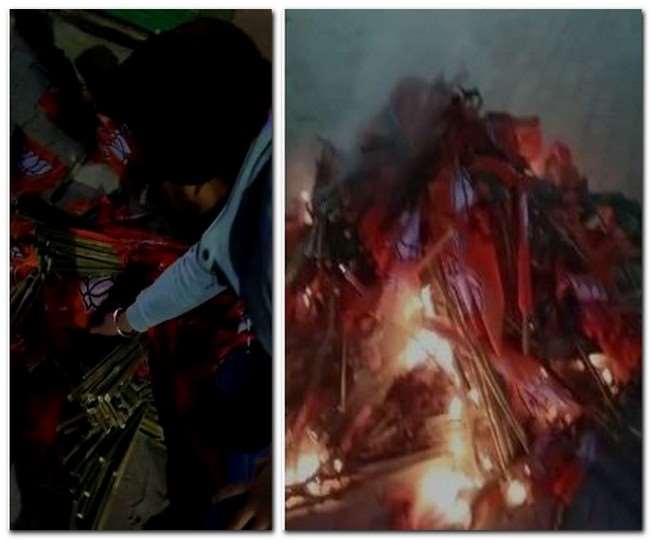 पंजाब चुनाव 2022: मोहाली के जीरकपुर में भाजपा के होर्डिंग्स, झंडे फूंके, चुनाव आयोग को शिकायत, वीडियो वायरल