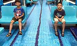 Taipei subway trains amazing decoration in style of swimming pool and sports stadium Taipei subway trains amazing decoration in style of swimming pool and sports stadium