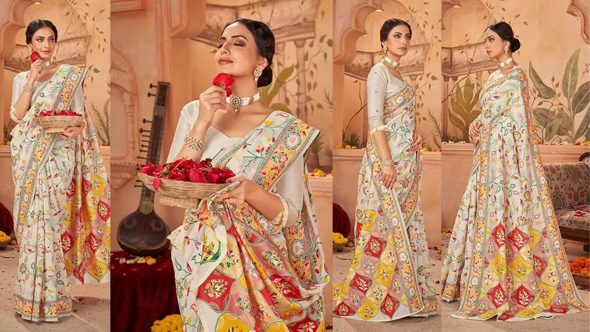 शारदीय Navratri पर पहने पश्मीना सिल्क साड़ी