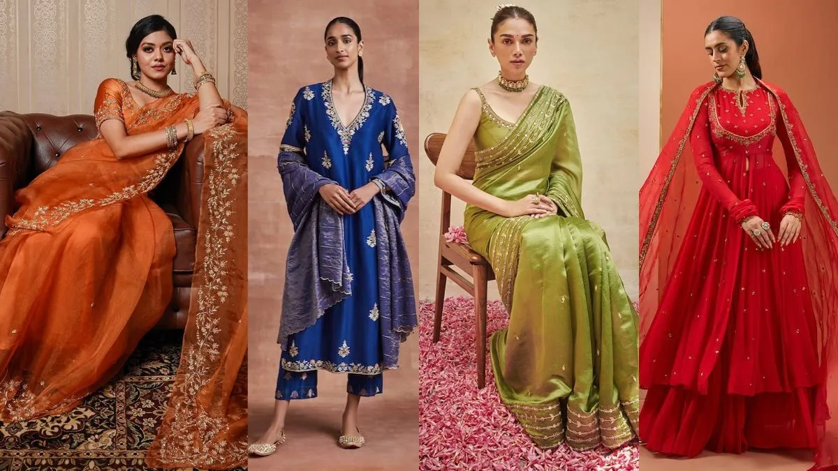 करवा चौथ और दिवाली के सप्ताह में पहनें Designer Suits और Sarees