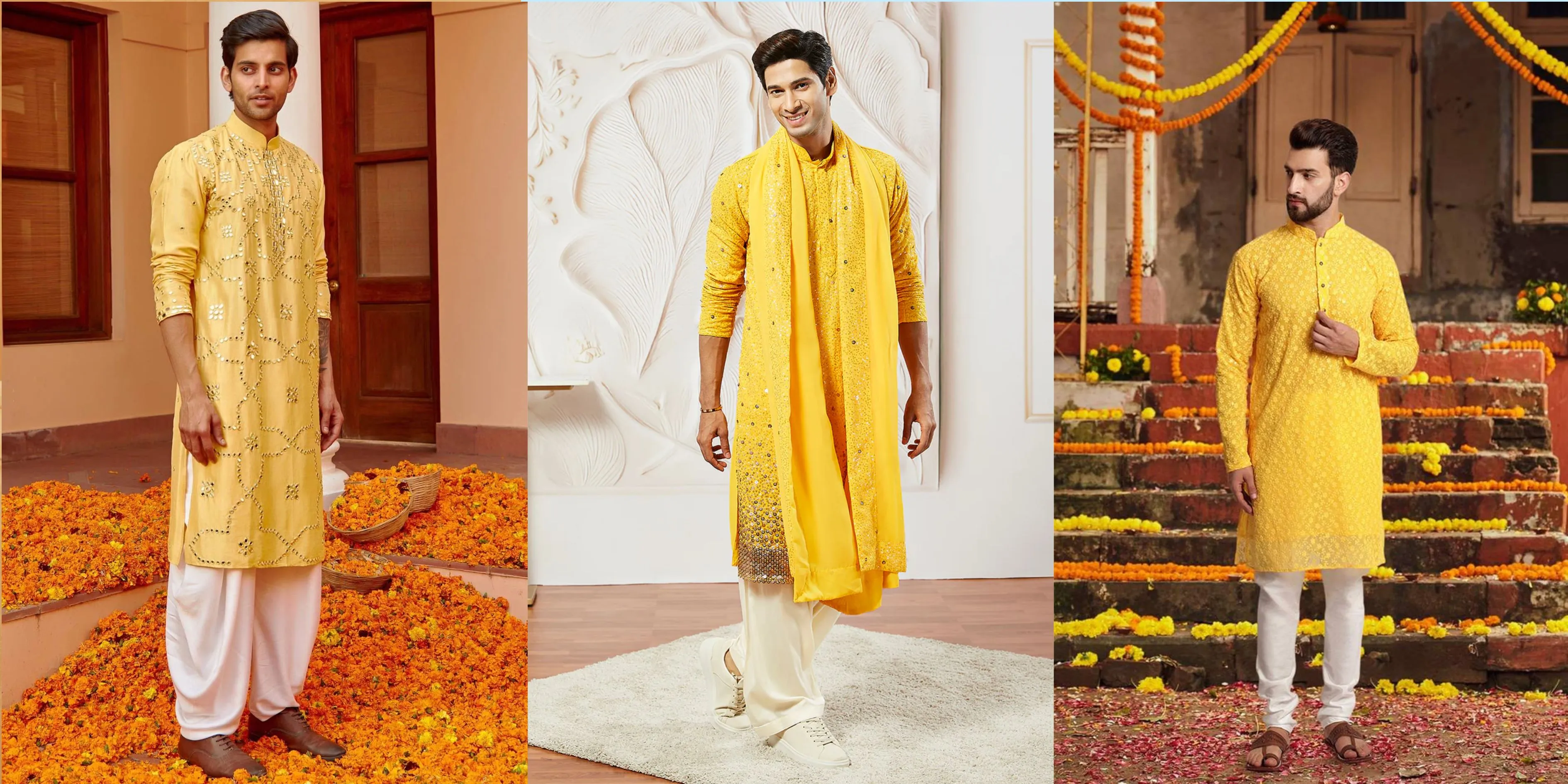 दिवाली पर पुरुषों के लिए Yellow Kurta