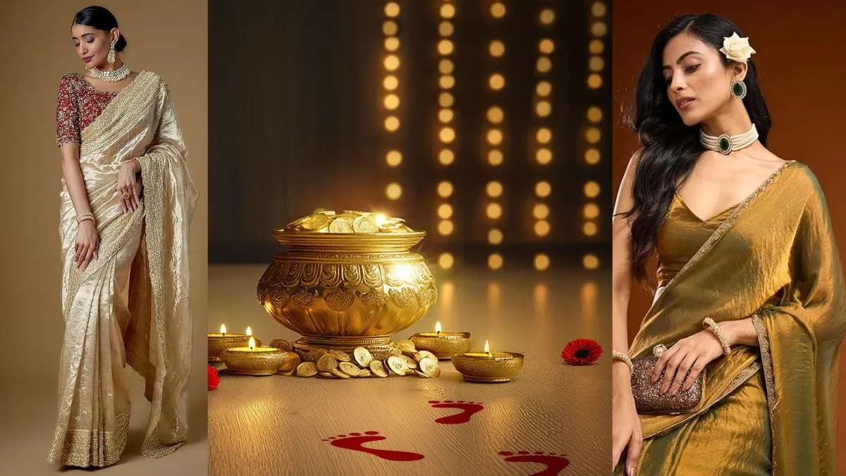 dhanteras 2025 के लिए टिशू सिल्क साड़ी
