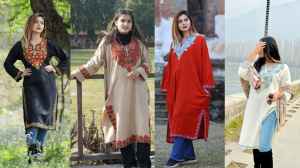 महिलाओं के लिए Kashmiri डिजाइन वाले Woolen Long Kurta के विकल्प
