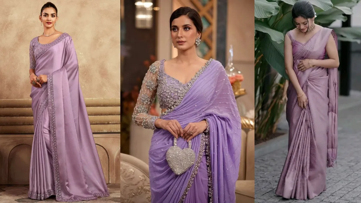 Lavender Colour Saree