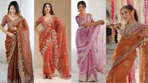 शादी की रस्मों के लिए खूबसूरत शिफॉन साड़ी