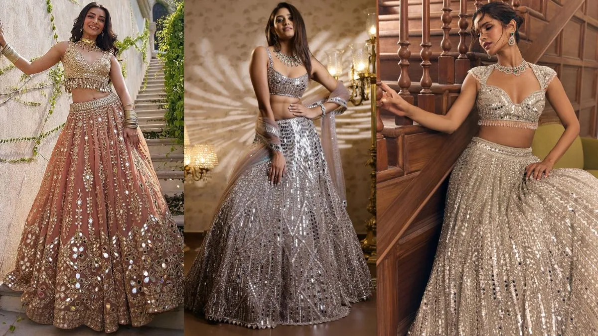 महिलाओं के लिए शानदार मिरर वर्क लहंगा