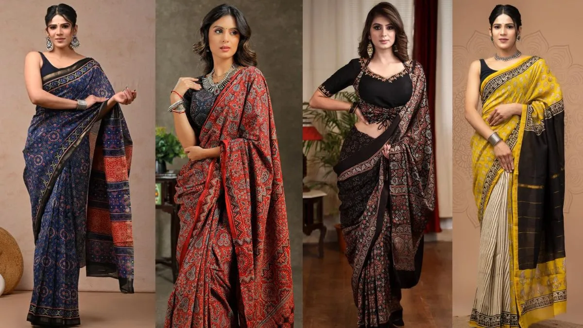 ट्रेंडी अज्रक साड़ी