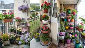 छोटी गार्डन बालकनी के लिए फ्लावर पॉट स्टैंड