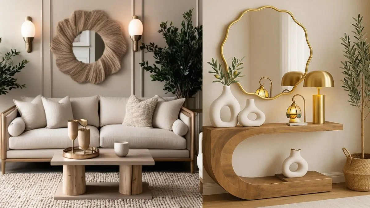 लिविंग रूम के लिए स्टाइलिश वॉल मिरर डिज़ाइन