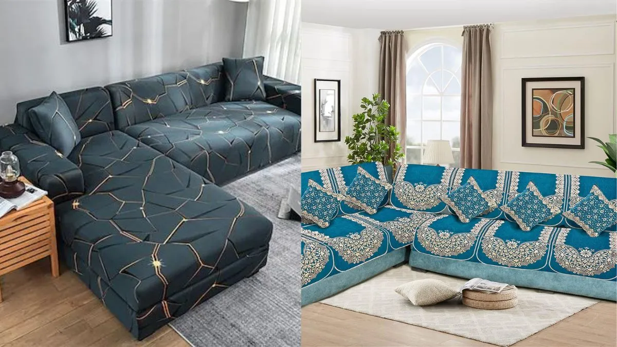स्टाइलिश एल आकार का सोफा कवर