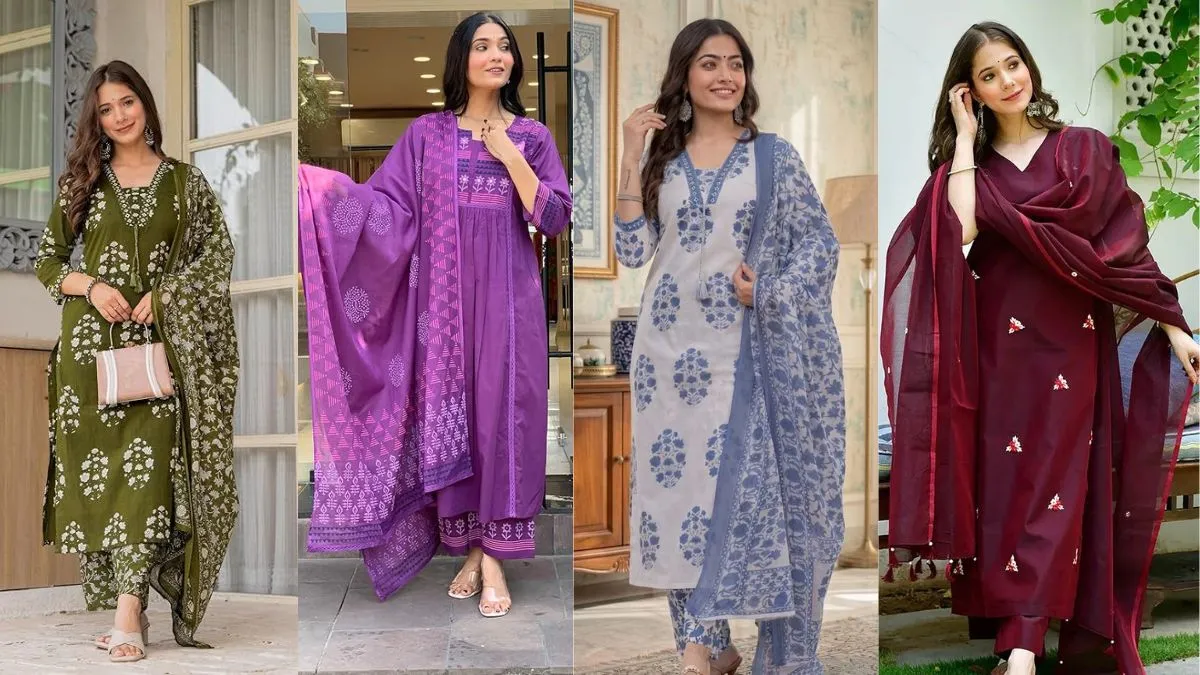 महिलाओं के लिए शुद्ध सूती कुर्ता सेट