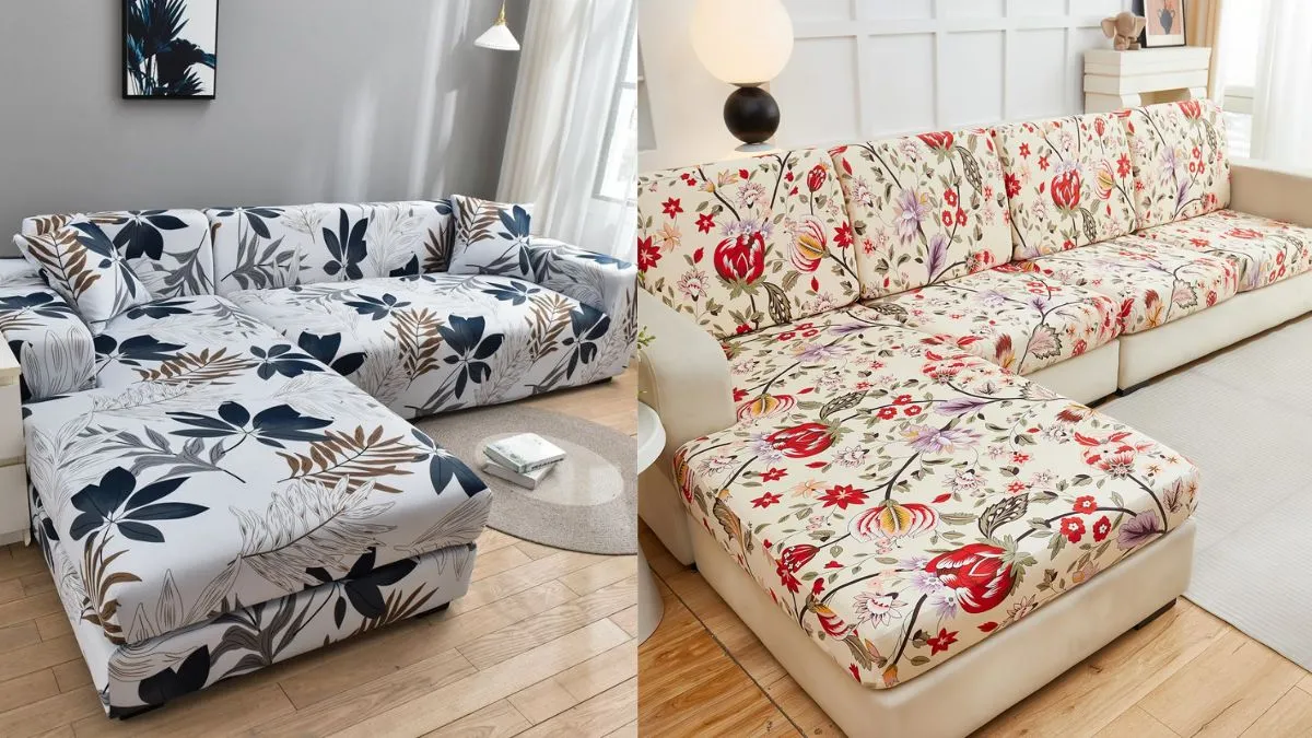 फ्लोरल पैटर्न L शेप वाले Sofa Cover से घर को दें प्रीमियम लुक