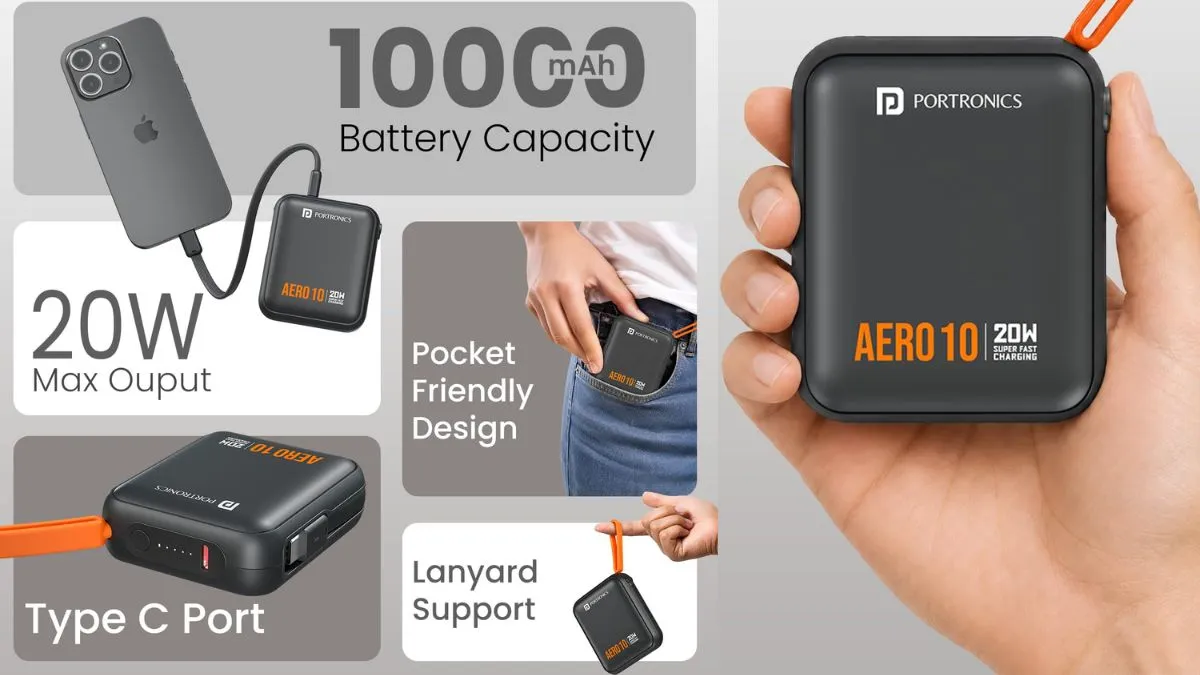 10000 mAh वाला PORTRONICS Aero 10 पावर बैंक हुआ लॉन्च, जो आपकी जेब में होगा फिट
