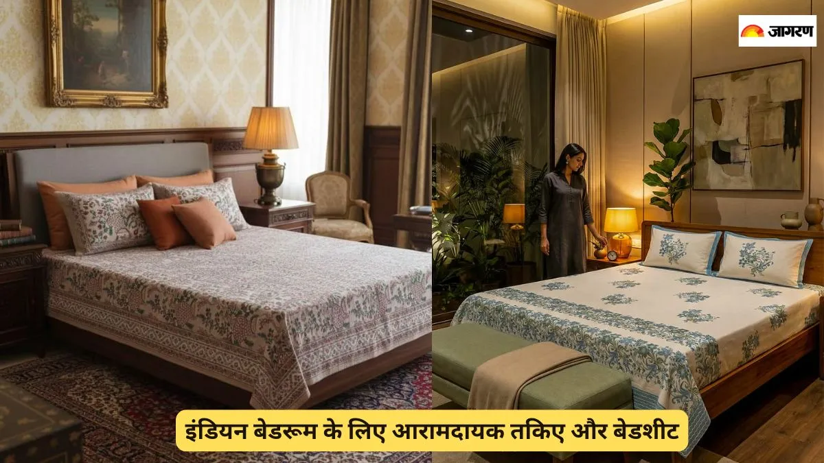 भारतीय बेडरूम के लिए तकिए और बेडशीट