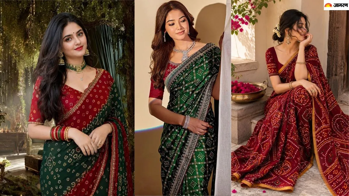 नवरात्रि के लिए Bandhani Saree Designs