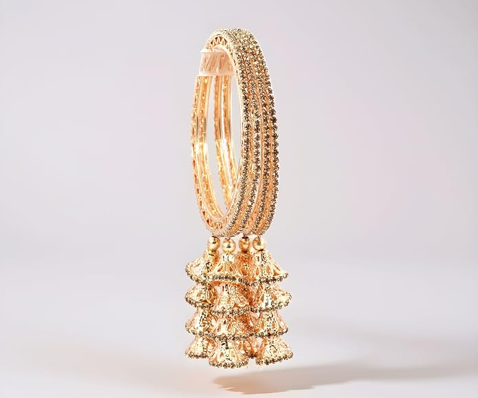 NMII Set of 4 Gold Plated Metal Latkan Bangle Set
