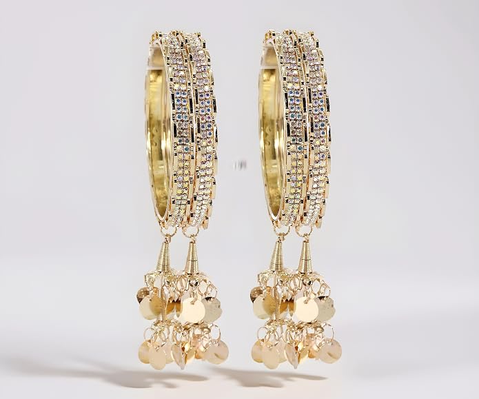 ZULKA Stylish Metal Latkan Bangles with Zircon Stone