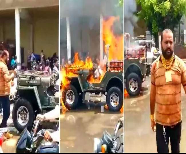 गुस्से में इस शख्स ने अपनी Jeep में लगा दी आग, TikTok वीडियो हुआ वायरल तो पुलिस ने पकड़ा