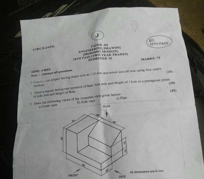 Iti Engineering Drawing Question Paper Pdf In Hindi