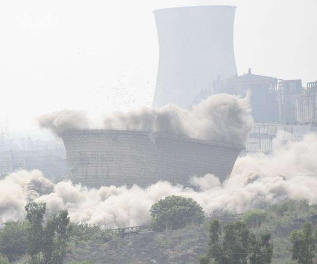 देश में पहली बार आधुनिक तकनीक से थर्मल पावर प्‍लांट में विस्‍फोट, 10 सेकंड में कूलिंग टावर ध्‍वस्‍त Panipat News