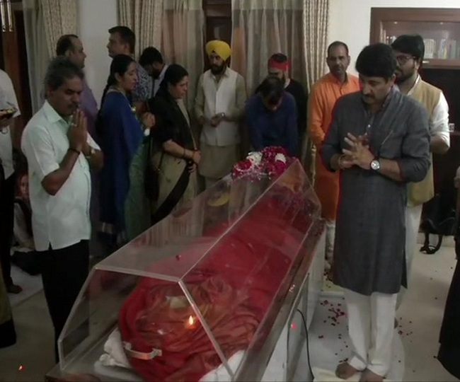 Image result for Prime Minister Narendra Modi pays last respects to former External Affairs Minister and BJP leader