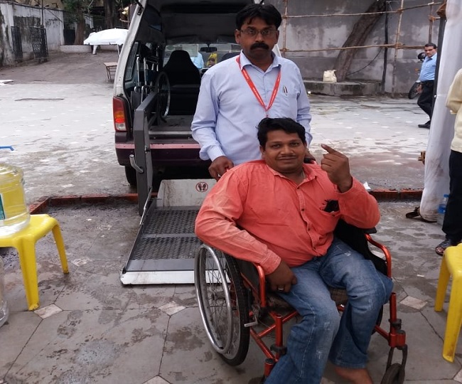 Image result for handicapped Voter Turnout Till 10am in Maharashtra