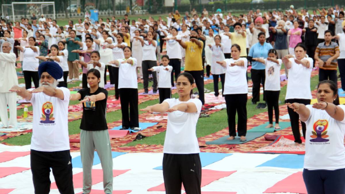 yoga very important for stress free life patiala people showed excellent participation on international yoga day
