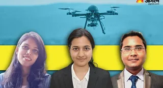 बाएं से ड्रोन पर कार्य कर रहीं शोध छात्रा शिल्पी कुमारी, शोध प्रस्तुति को थाइलैंड पहुंचीं श्रुति तुलसीदास व IIT के सहायक प्रो. डा. अजय प्रताप। जागरण
