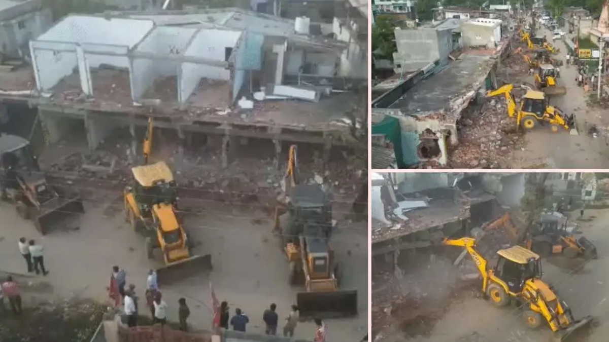 gandhinagar action taken against those who pelted stones at garba 190 illegal shops demolished
