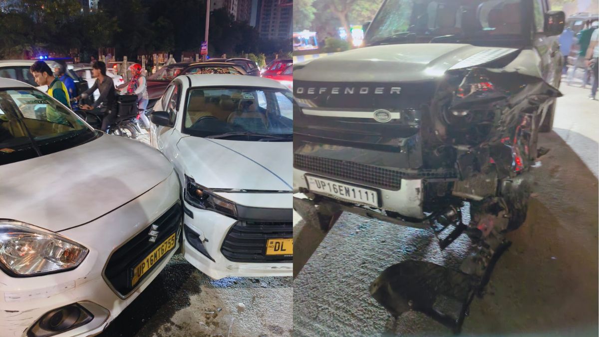 noida accident highspeed car collision averted no injuries