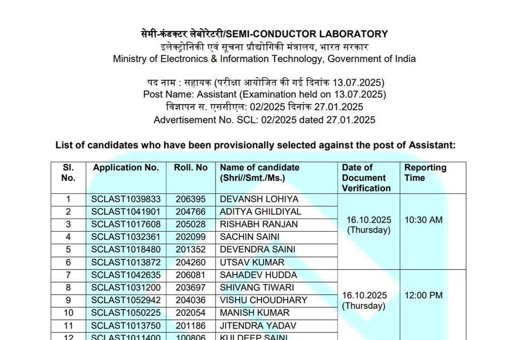 scl assistant result 2025 released candidate can download direct result from here