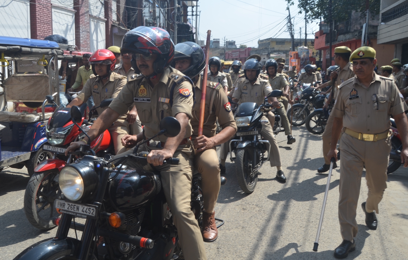sambhal police flag march security measures for karwa chauth and friday prayers